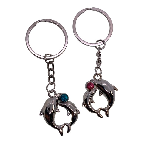 His Hers Couples Boyfriend Girlfriend Husband Wife DOLPHINS Key Ring Set - Picture 3 of 5